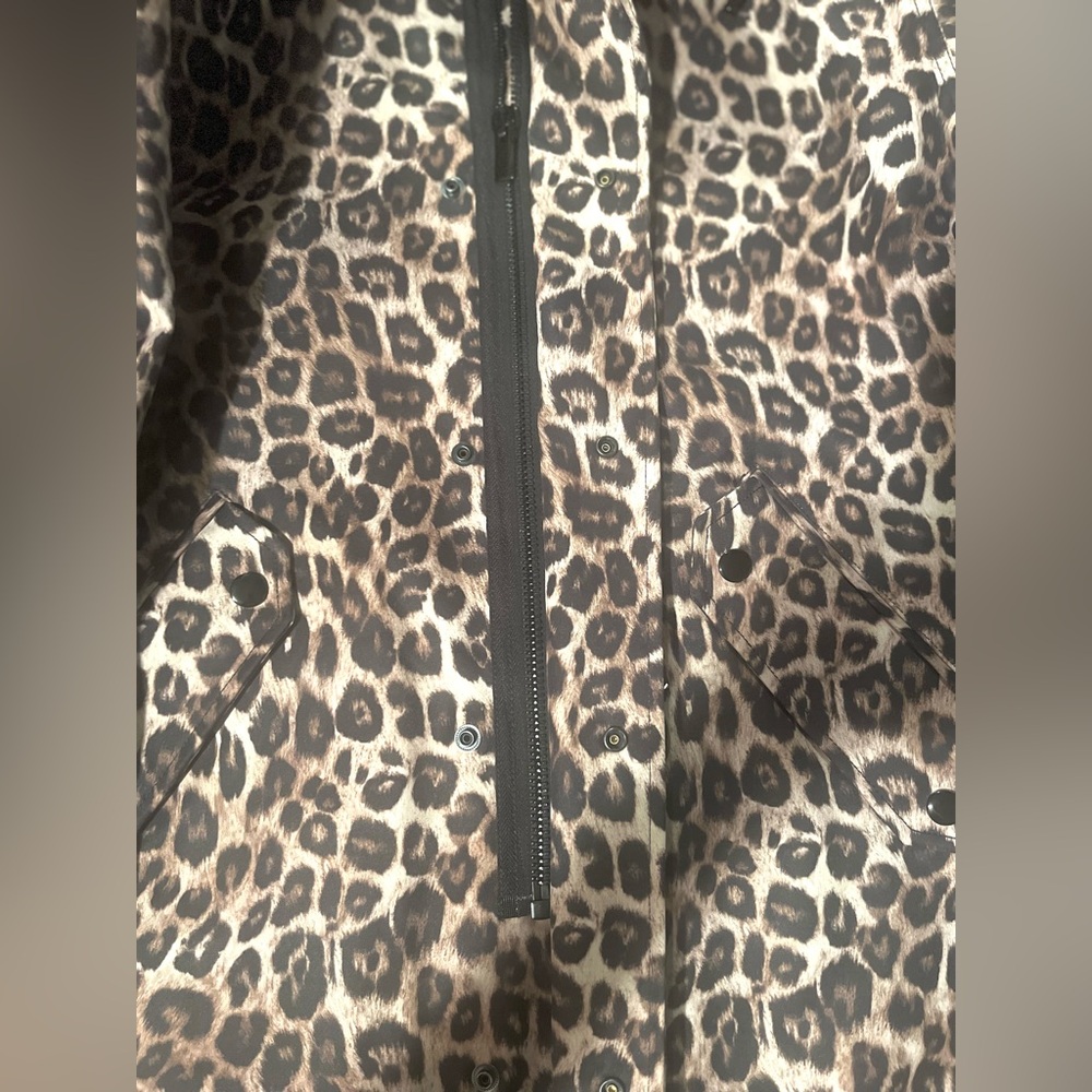 KOOPLES Women’s XS Leopard Waterproof Hooded Jacket Oversized Raincoat - Picture 14 of 16